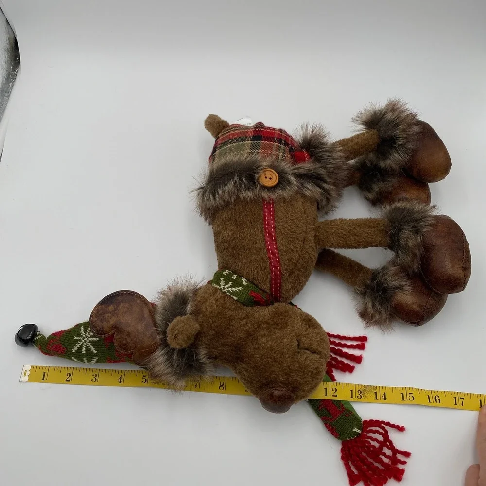 Christmas Plush Standing‎ Reindeer Moose with Hat & Scarf Holiday Decoration